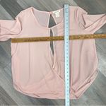 Sans Souci  Sheer Split Front Surplus Blouse Blush Pink Small Photo 11