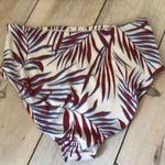 Shade & Shore NWT Women's Shirred High Waist Bikini Bottom Palm Blue Burgundy L Photo 7