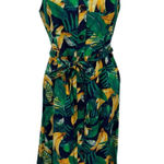 Old Navy  Tropical Banana Maxi Dress Womens S  Blue Green Cotton Blend‎ Tie Belt Photo 0