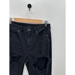 American Eagle  Mom Jean Women Size 6 Black Denim High Waisted Distressed Photo 3
