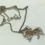 Show horse with fancy crystal saddle silver tone 18" chain Photo 3