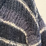 Roxy  Blue White Gray Striped Chunky Knit Button Front Cardigan M Cottagecore Top Photo 4