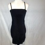 H&M  square neck black shimmering glitter mini bodycon dress size medium Photo 1