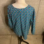 Croft & Barrow  3/4 Sleeve‎ Geometric V Neck Blouse Size 1X Photo 3