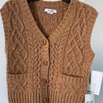 RE/DONE $375 NWT 50s CARDIGAN VEST IN CARAMEL SZ SMALL Photo 1