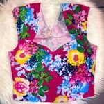 Two Piece Bodycon Pink Floral Pencil Skirt & Crop Top Set Size Small Multiple Photo 0