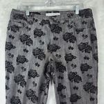 Chico's  Platinum Denim Gray Jeans Black Velvet Roses Size 1.5 / US 10 Photo 3