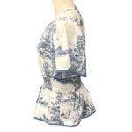 Umgee Overall Printed Smocked Waist Short Sleeve V-Neck Pleated Blouse Sz S NWT Photo 3