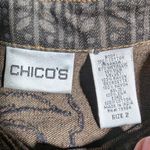 Vtg Y2K Chico's Taupe Brown Paisley Applique Button Up Collared Jacket 2 L Size L Photo 2