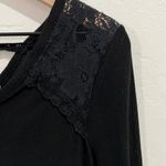 Pink Rose  Black Lace Crochet Shoulder Long Sleeve Top Size Medium Photo 1