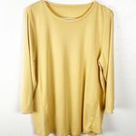 J.Jill 100% Pima Cotton Yellow 3/4 Sleeves Side Inset Tee, Size Large Photo 0