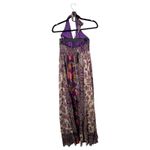 Solitaire Vintage Boho Halter Practical Magic Hippie Gauzy Maxi Dress Large NEW Photo 2