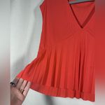 ZARA  VNeck Pleated Red Top Small Photo 3