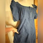 Free People  Cotton Cheyenne Denim Mini Dress w/ Pockets & Statement Sleeves Photo 5