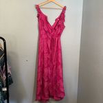 Hutch  x Anthropologie Ruffled‎ V Neck Leaf Wrap Maxi Dress Fuschia Small Party Photo 2