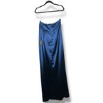 Lulus NWT Memorable Entrance Dark Blue Strapless Satin Pleated Maxi Gown Dress Size L Photo 7