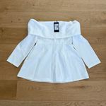 EGO  Mini Dress Fold Over Neck Long Sleeve  Bardot Size US6 White Photo 4