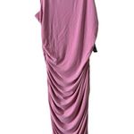 EXPRESS NWT Body Contour Mock Neck Ruched Asymmetrical Midi Dress Pink S Medium Photo 1