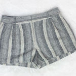 Loft Ann Taylor Striped Linen Blend Shorts Black Cream 4 Photo 0