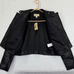 Michael Kors Black Leather Moto Jacket Womens Size M Asymmetrical Zip Photo 5
