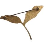 Green Two Leaf Brooch Pin Vintage Gold Tone Women's Party Wedding Accessory Green Photo 2