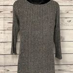 Moa Moa light Gray sweater Black White Buffalo plaid chiffon sides Tunic Size S Photo 3