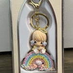 Precious‎ Moments Angel Girl Praying On Rainbow Bag Charm Keychain NWT Photo 0