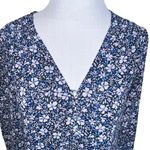 1. State  Womens Blue Floral Smocked Cuffs Pullover Long‎ Sleeve V Neck Top XS Photo 2