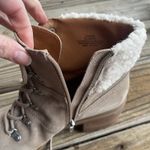 Lucky Brand Demia Lace Up Hiker Booties Woman's 9.5 Dune Oiled Suede Faux Collar Photo 8