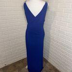 Ralph Lauren Lauren Evening Beaded Faux Wrap Draped Evening Gown, Blue, Size 8 Photo 4
