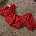 SheIn Curve Dark Red Ruffled Crop Top Photo 0