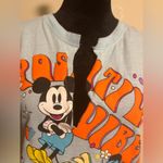 Disney EUC Mickey Mouse Blue & Orange Positive Vibes Only Graphic Tee size large Photo 1