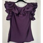 Gracia  Size Small Plum Purple Ruffle Cocktail Party‎ Top Stretchy Photo 2