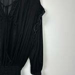 Finley Mary Jane Black Velvet Smocked Waist Ruffle Midi Dress Sz 2X Photo 7