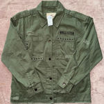 Hollister Women's Utility Distressed Jacket Shirt Army Green Size Large NWT Photo 0