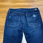 American Eagle  Ripped Super Stretch Dark Wash Denim Jeans Womens‎ Size 6 Skinny Photo 4