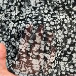Vintage 90s B1ue Diamond Sheer Floral Button Down Collared Black & White Blouse Size M Photo 7