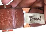 Fossil 100% Leather Suede Patchwork One Inch Wide Belt Brass Buckle Size M Photo 2