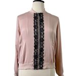 Lane Bryant Jacket Sateen Lace Soft Bomber Blush Pink Black Women’s Size 14/16 Photo 12