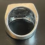 Fox pattern square obsidian S925 silver ring Size 8 Photo 4