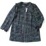 J.Crew NWT Tweed Swing Lady Coat in Raven Black Fringe Trim Coat 14 $198 Photo 1