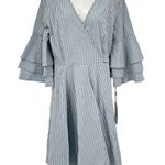 Calvin Klein $118 Light Blue White Gingham Check True Midi Wrap Dress Size 4 NEW Photo 11