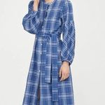 ZARA  blue checked tunic plaid midi dress Photo 0