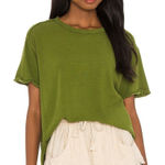 We The Free Free People Revolve Boyfriend Tee Women's XS Green Boho Hippie Photo 0