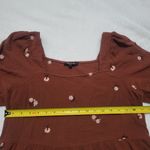 Madewell Amie Floral Embroidered Brown Floral Puff-Sleeve Peplum Top sz Medium Photo 8