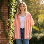 Adidas NWT Originals Resort Striped Cotton Button-Up Shirt Oversized Small Photo 1