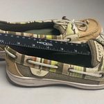Sperry Top Slider Women’s Boat Deck Shoes Size 8M Tan Green Ivory Cushion Insole Photo 4