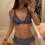 Zaful Navy Blue Plaid Bathing Suit Photo 0