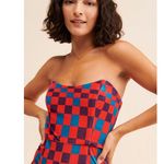 Hutch  Velvet Check Bright Colored Wide Leg Strapless Jumpsuit Size 16W Photo 8