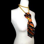 “Dainty Dapper Designs”Orange and Black necktie Necklace Orange Photo 3